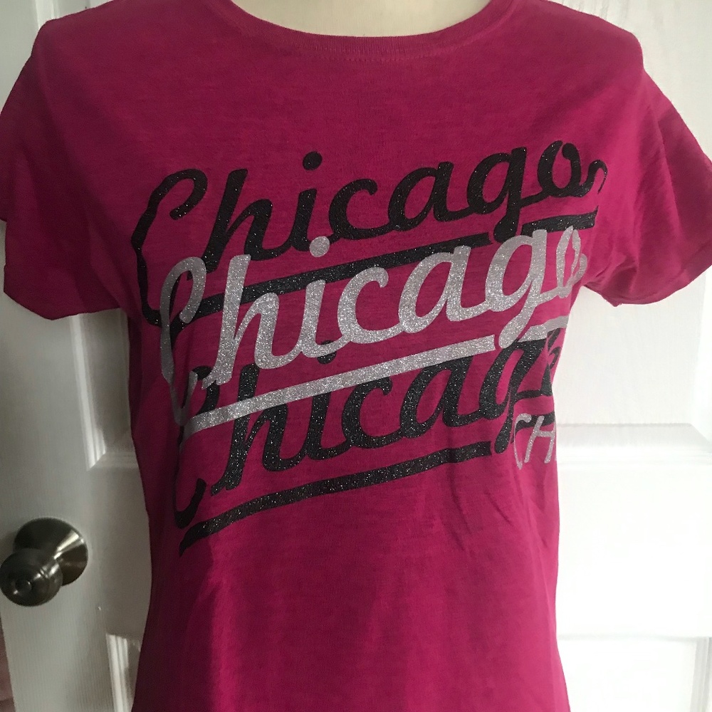 Chicago Pink Glitter Shirt Women's Size Large
